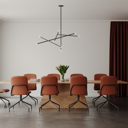 Chaise de réunion Hens HS 4S0 H tissu gris sur piètement 4 branches 2