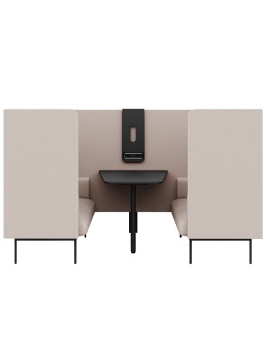 Poste individuel Fora avec table noire et cloisons textiles, conçu pour la concentration. - Fora