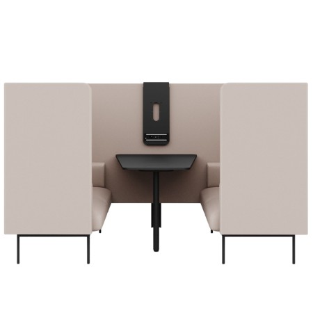 Poste individuel Fora avec table noire et cloisons textiles, conçu pour la concentration. - Fora