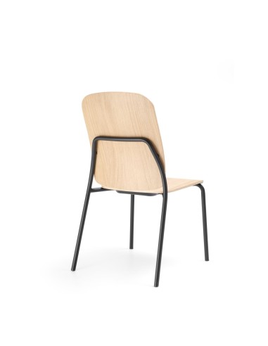 Chaise empilable Hens HS 215 H structure noire dossier en bois