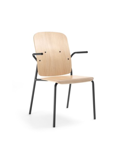 Chaise Hens HS 220 H placage naturel avec accoudoirs