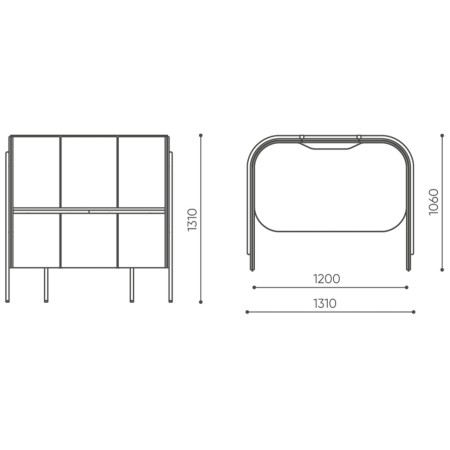 Dimensions du poste Leaf Pod avec représentation du bureau intégré. - Leaf Pod