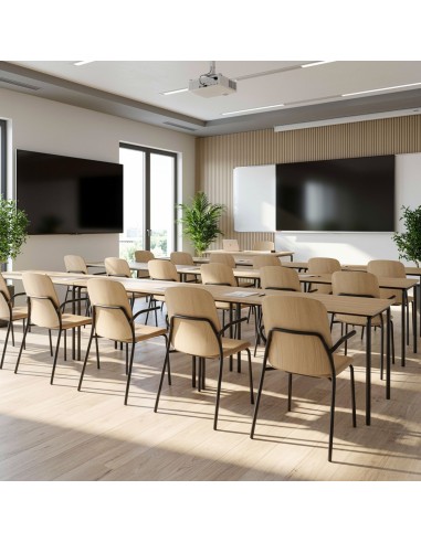 Salle de formation avec chaise Hens 220 H en bois placage chêne