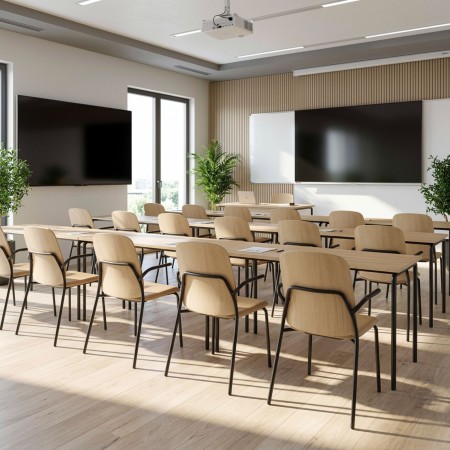 Salle de formation avec chaise Hens 220 H en bois placage chêne