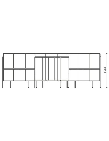 Dimensions du Leaf Pod en vue de dessus avec représentation des cloisons et du bureau. - Leaf Pod