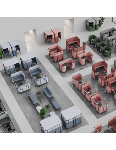 Dimensions du module Fora en vue technique, montrant les proportions de l’alcôve et des assises. - Fora