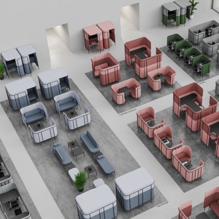 Dimensions du module Fora en vue technique, montrant les proportions de l’alcôve et des assises. - Fora
