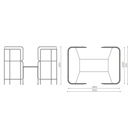 Dimensions du module Leaf Pod avec vues techniques avant et latérales, indiquant l’encombrement global du système. - Leaf Pod
