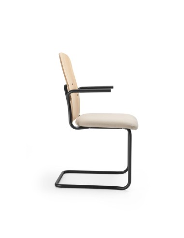 Vue latérale chaise Hens HS 230 H dossier haut en bois