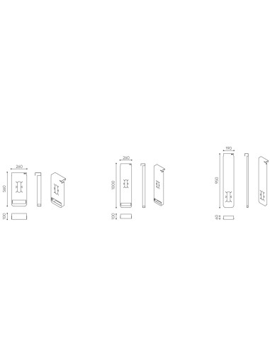 Dimensions d’un support vertical accompagné de ses composants techniques et accessoires associés. - Accessoires