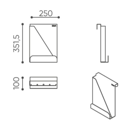 Dimensions d’un ensemble mural comprenant un module vertical, sa fixation et ses éléments latéraux. - Accessoires