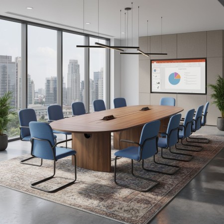 Chaise Hens HS 230 H rembourrée bleue sur piétement luge noir 2