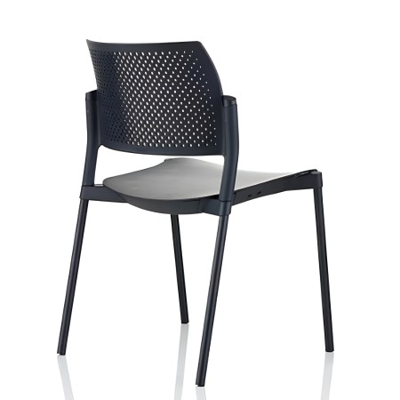chaise visiteur résistante pour cabinets médicaux et assurances en plastique noir Kyos de dos