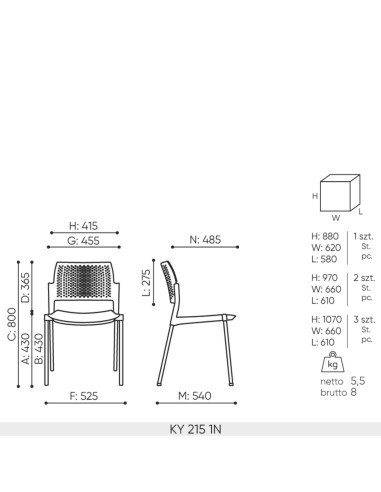 Dimensions Kyos KY 215