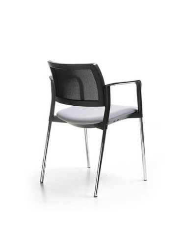 Chaise de réunion noire Kyos avec accoudoirs vue de dos