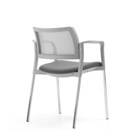 Chaise Kyos blanche avec accoudoirs pour salles de conférences