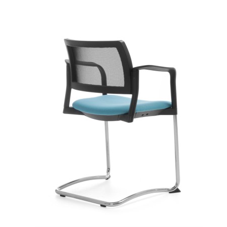 Chaise visiteur KY 230 avec dossier en maille et assise turquoise – modèle pour entreprises
