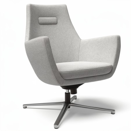 Fauteuil Umm en tissu gris, vue de trois quarts avant – monbureau
