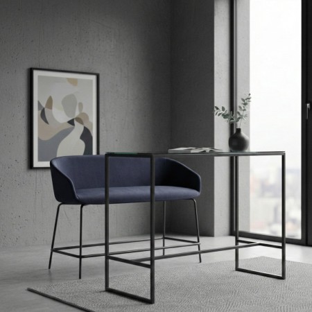 Banquette tapissée avec piètement métallique noir, vue de face - Ox:co 2