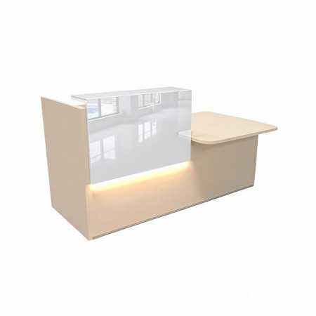 Meuble de réception avec réhausse, led et une partie plus basse PMR