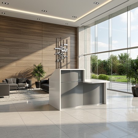 Meuble de réception façade grise brillante 2