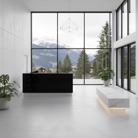 Meuble de réception noir avec 2 profondeurs possibles 2