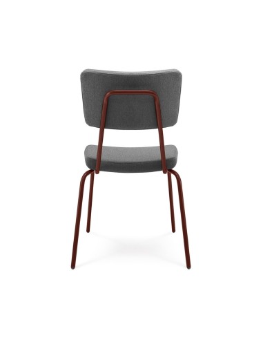 Chaise Epocc EP 215 vue de face – structure rouge et tissu gris