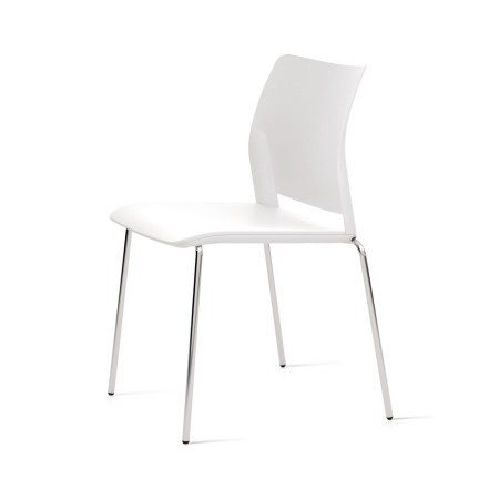 Chaise blanche Fendo 215 avec pieds chromés pour conférences suisses