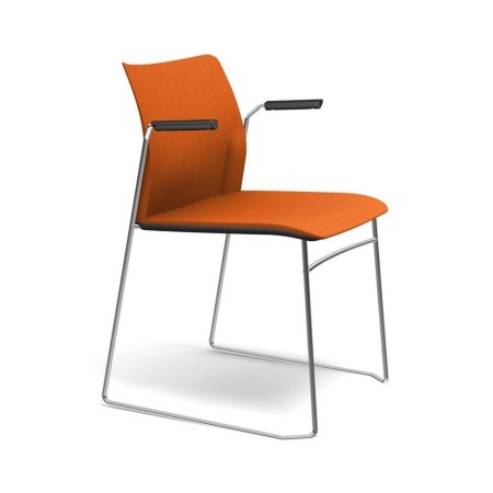 Fendo FD 270 – accoudoirs noirs ergonomiques avec assise orange et dossier rembourrées, confort premium