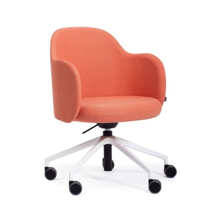 Chaise Flos FS KP 5R en tissu orange sur roulettes – vue de face
