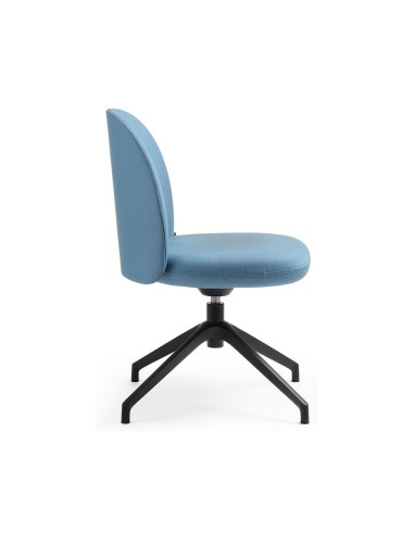 Vue latérale de la chaise Flos FS K 4R sans roulettes couleur bleue