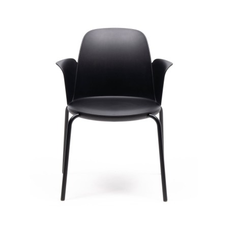 Chaise empilable Haali HL 215 P en plastique recyclé avec accoudoirs et piétement noir