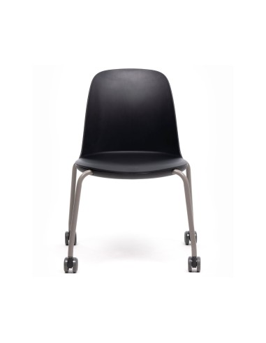 Chaise noire avec roulettes pour salle de conférence moderne - modèle HAALI