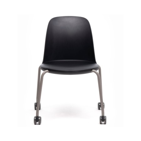 Chaise noire avec roulettes pour salle de conférence moderne - modèle HAALI