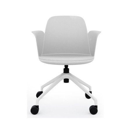 Chaise de réunion Haali HL 4W P blanche avec accoudoirs – vue de face