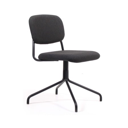 Chaise Hens HS 4S0 4N – assise tapissée noire, piètement noir 4 branches rotatif – vue de trois-quarts