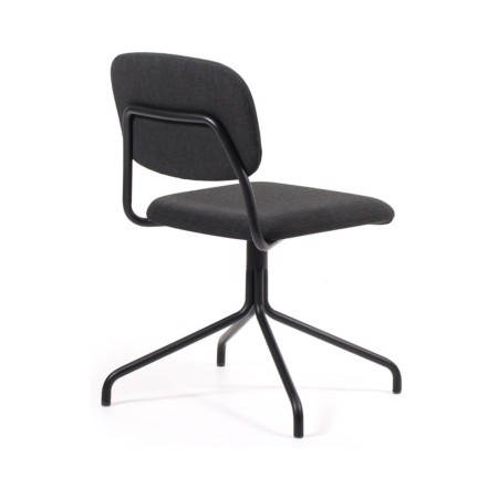 Chaise design pivotante Hens HS 4S0 – assise et dossier tapissés en tissu noir, piètement noir 4 branches
