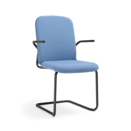 Chaise Hens HS 230 H rembourrée bleue sur piétement luge noir