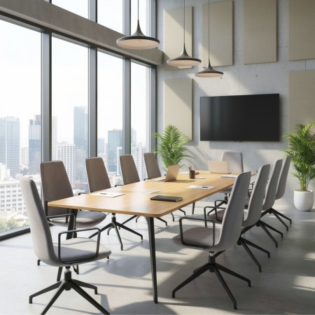 Salle de réunion équipée de chaises de conférence Lumi 4R2 pivotantes