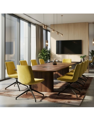 Salle de réunion d'une entreprise suisse à Monthey avec chaises confortables Lumi jaunes