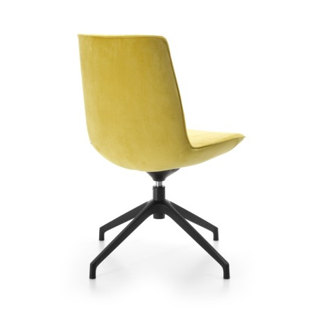 Vue de dos de la chaise Lumi jaune premium pour réunions 4 branches