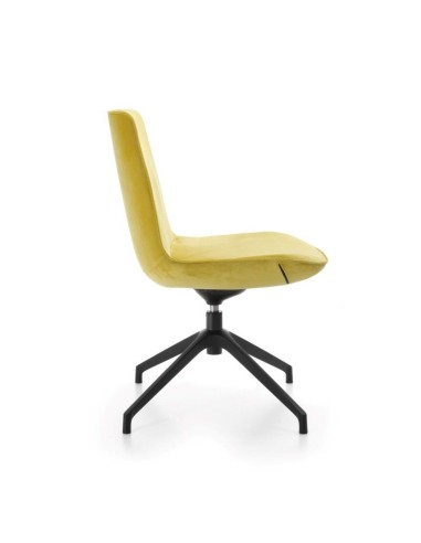 Vue latérale de la chaise jaune de réunion Lumi avec confort d'assise