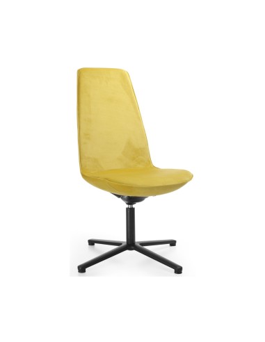 Chaise de conférence Lumi sans accoudoirs, tissu jaune et base métallique 4 branches
