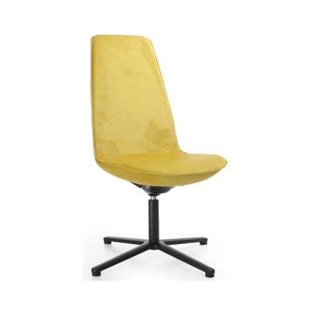 Chaise de conférence Lumi sans accoudoirs, tissu jaune et base métallique 4 branches