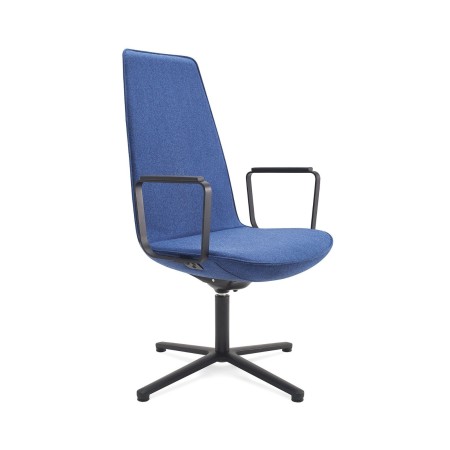 Chaise professionnelle bleue en tissu premium pour confort en longues réunions avec accoudoirs Lumi