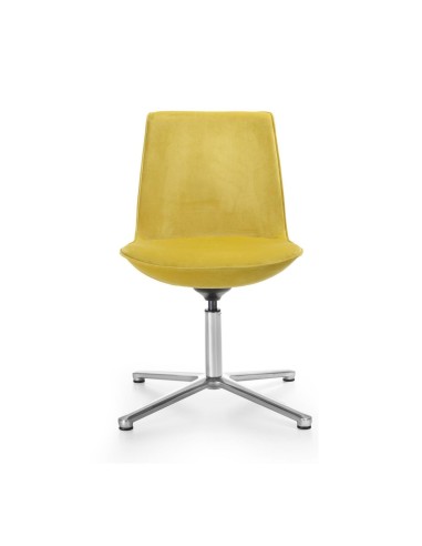 chaise de conférence premium Lumi sans accoudoirs coque rembourrée jaune moutarde