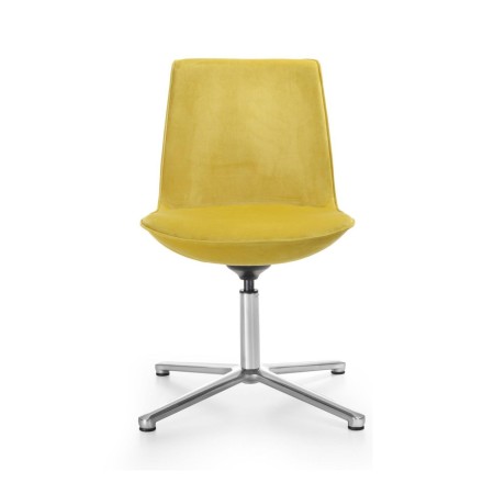 chaise de conférence premium Lumi sans accoudoirs coque rembourrée jaune moutarde