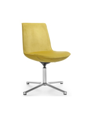 fauteuil de conférence Lumi 4C1 sans accoudoirs en tissu jaune premium