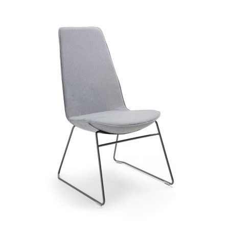 Chaise de réunion Lumi sans accoudoirs piètement traîneau en tissu gris
