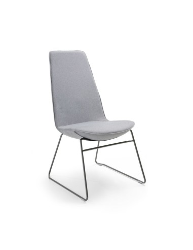 Chaise de réunion Lumi sans accoudoirs piètement traîneau en tissu gris